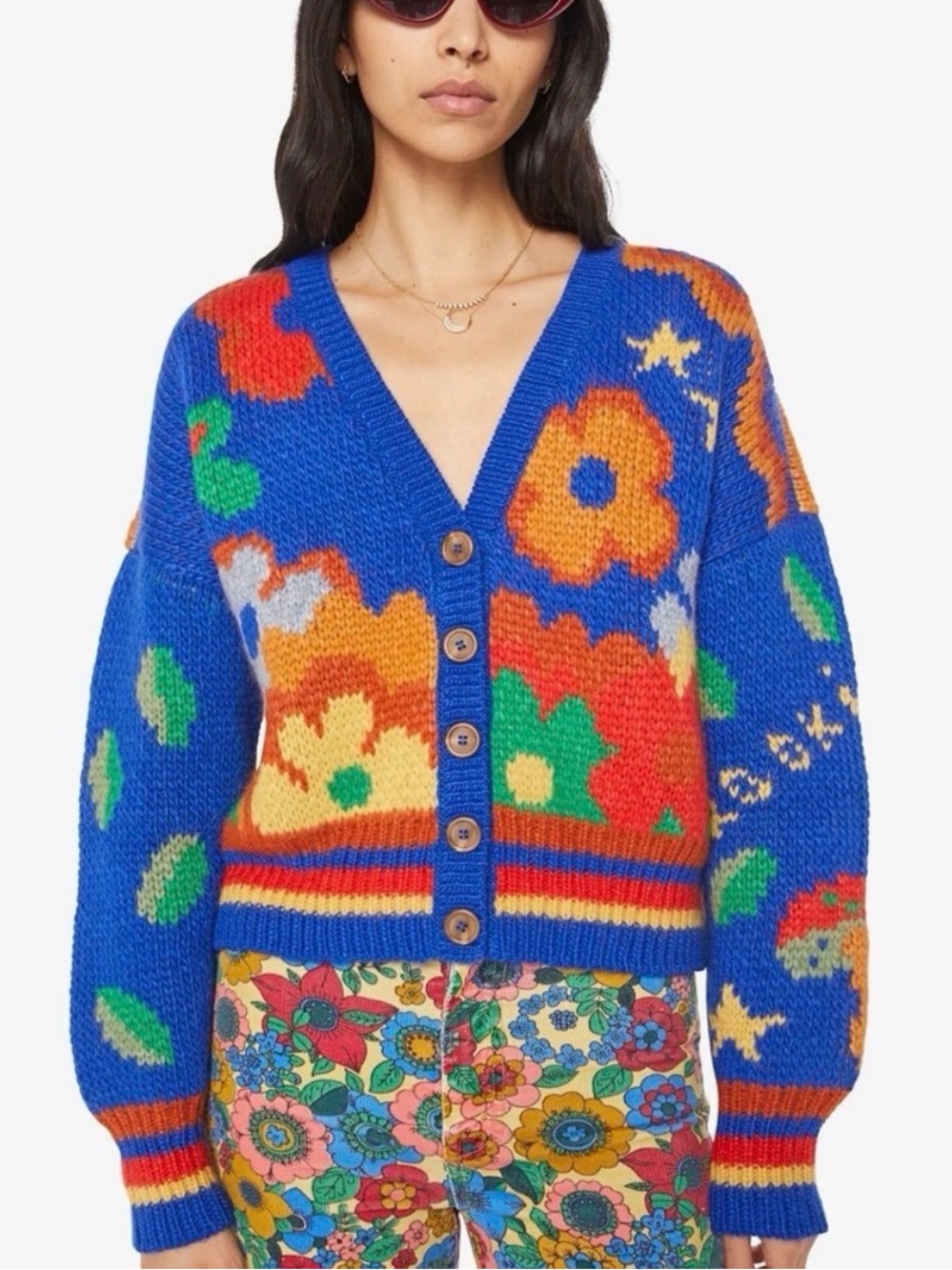 MOTHER button cardigan in fantasia XS